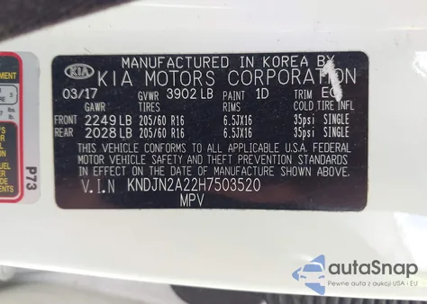 2017 Kia Soul из США, поврежденный, VIN KNDJN2A22H7503520